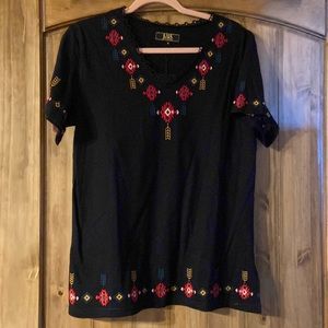 L & B - New Lucky & Blessed Embroidered Top Women’s Small